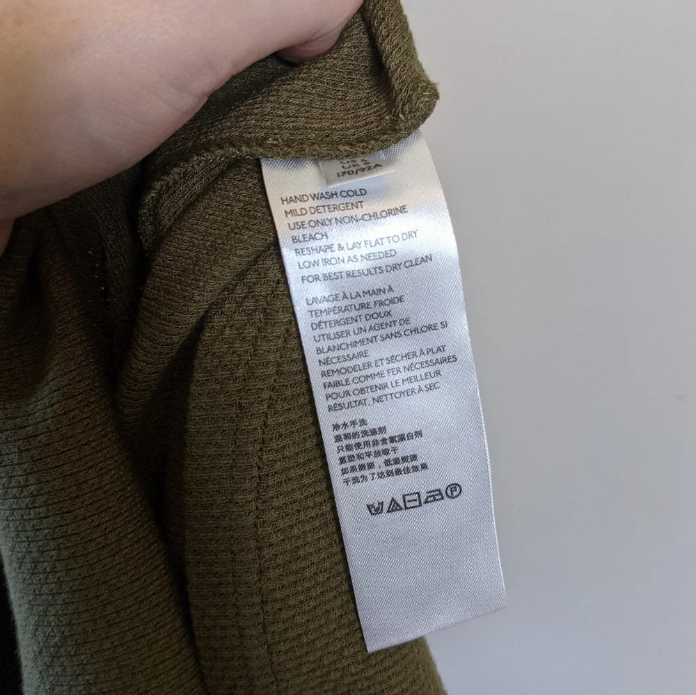 Free People Switch It Up Cuff Thermal Shirt Green Multi-color‎ Size XS